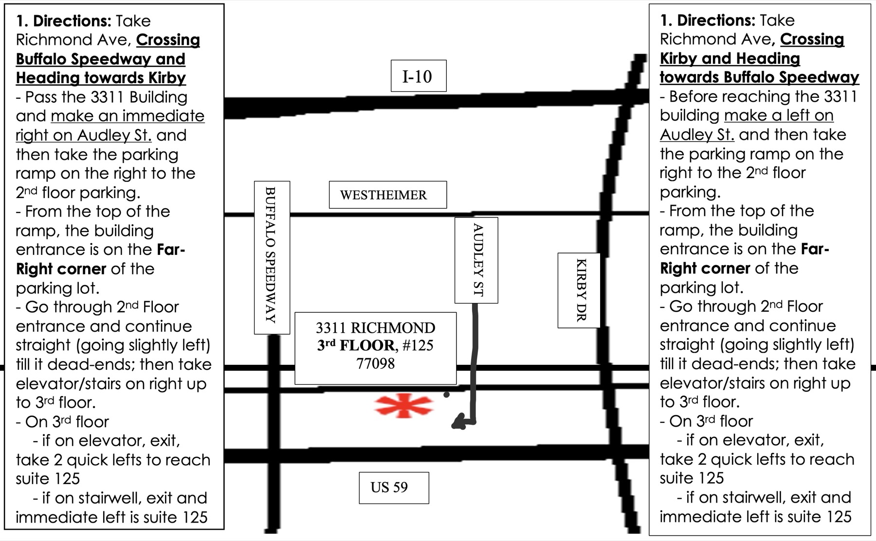 Map and directions to Choice Tutoring's 3rd floor office at 3311 Richmond Ave